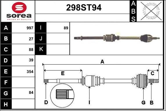 STARTCAR 298ST94 - Приводной вал autospares.lv