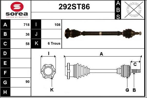 STARTCAR 292ST86 - Приводной вал autospares.lv