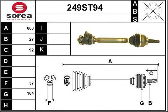 STARTCAR 249ST94 - Приводной вал autospares.lv