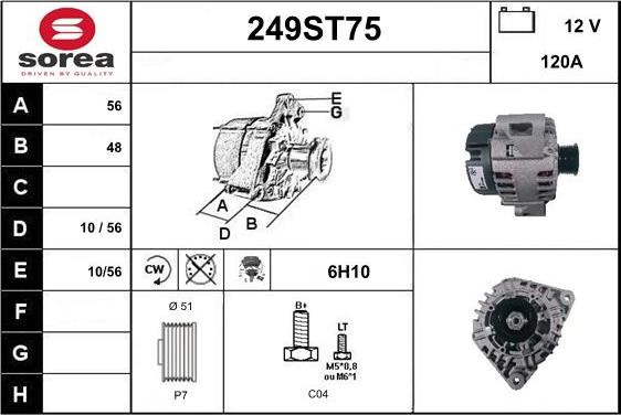 STARTCAR 249ST75 - Генератор autospares.lv