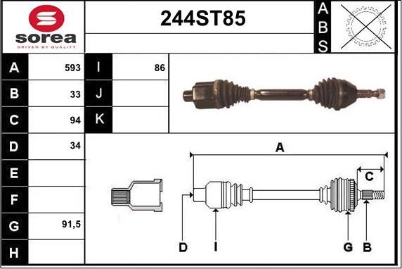 STARTCAR 244ST85 - Приводной вал autospares.lv