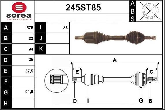 STARTCAR 245ST85 - Приводной вал autospares.lv