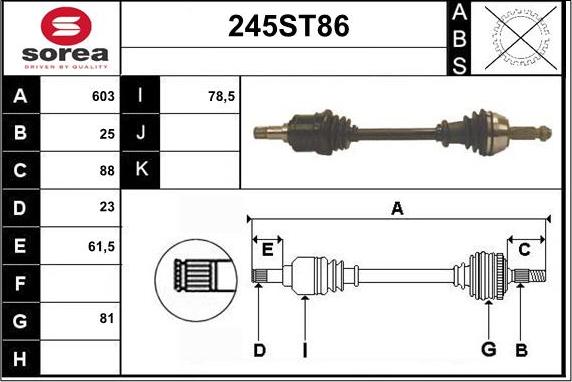 STARTCAR 245ST86 - Приводной вал autospares.lv