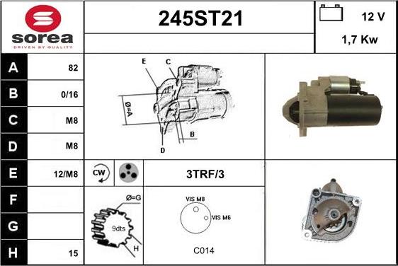 STARTCAR 245ST21 - Стартер autospares.lv