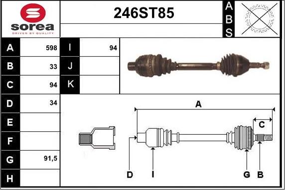 STARTCAR 246ST85 - Приводной вал autospares.lv