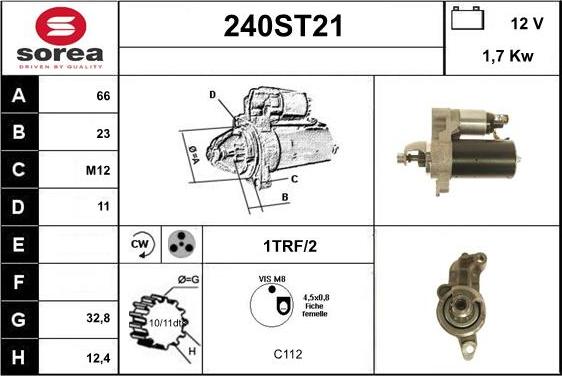 STARTCAR 240ST21 - Стартер autospares.lv