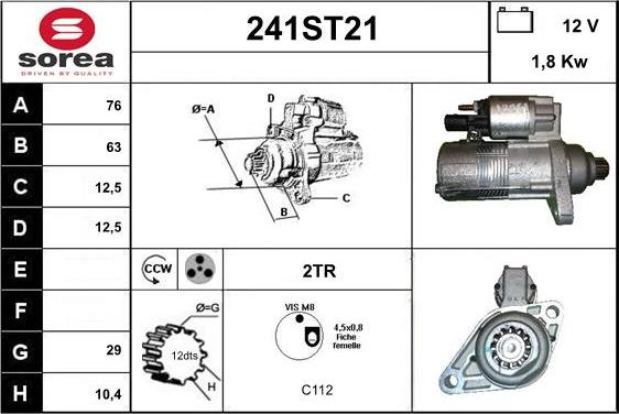 STARTCAR 241ST21 - Стартер autospares.lv