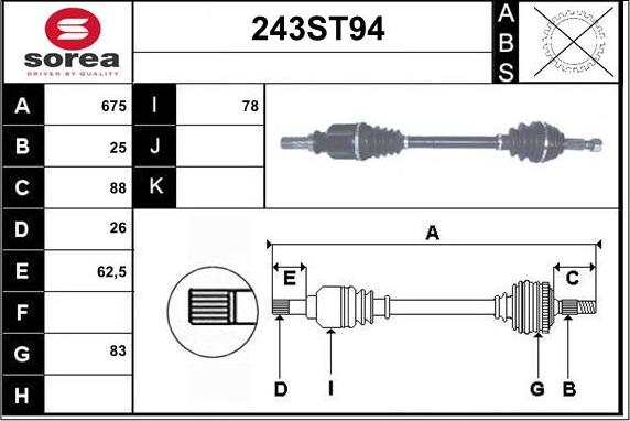 STARTCAR 243ST94 - Приводной вал autospares.lv