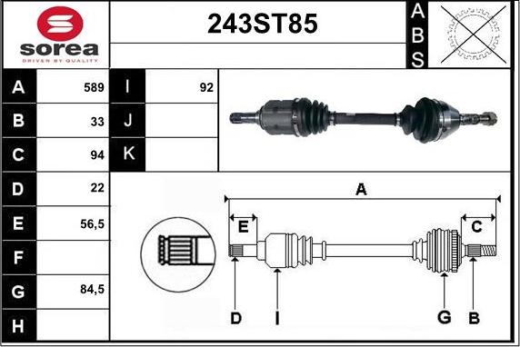 STARTCAR 243ST85 - Приводной вал autospares.lv