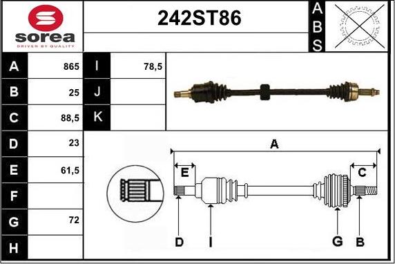 STARTCAR 242ST86 - Приводной вал autospares.lv