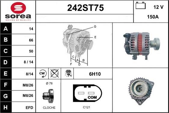 STARTCAR 242ST75 - Генератор autospares.lv