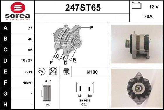 STARTCAR 247ST65 - Генератор autospares.lv