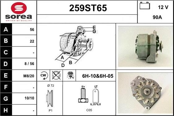 STARTCAR 259ST65 - Генератор autospares.lv