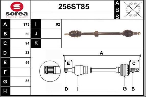 STARTCAR 256ST85 - Приводной вал autospares.lv