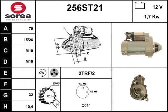 STARTCAR 256ST21 - Стартер autospares.lv