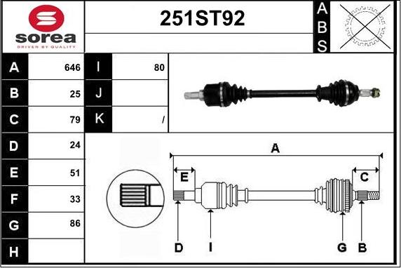 STARTCAR 251ST92 - Приводной вал autospares.lv