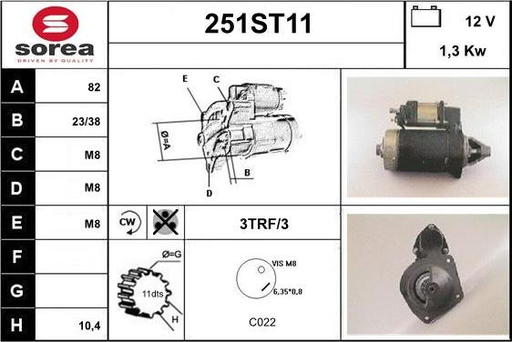 STARTCAR 251ST11 - Стартер autospares.lv