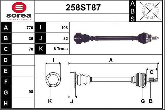 STARTCAR 258ST87 - Приводной вал autospares.lv