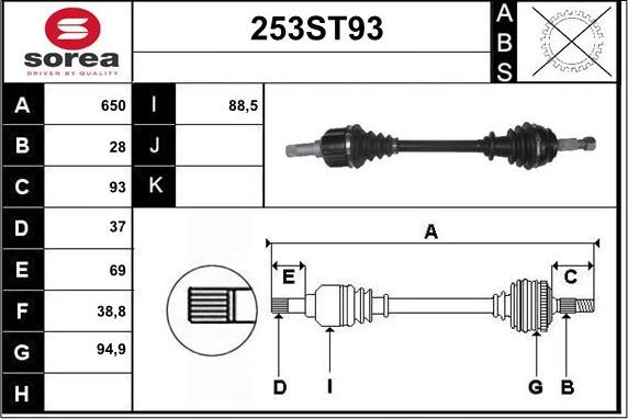 STARTCAR 253ST93 - Приводной вал autospares.lv