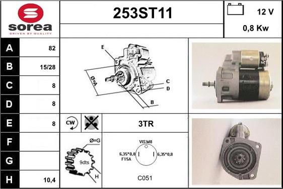 STARTCAR 253ST11 - Стартер autospares.lv