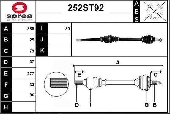 STARTCAR 252ST92 - Приводной вал autospares.lv