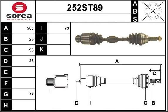 STARTCAR 252ST89 - Приводной вал autospares.lv