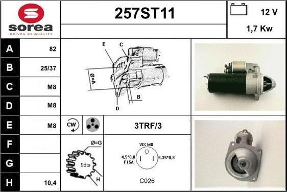 STARTCAR 257ST11 - Стартер autospares.lv