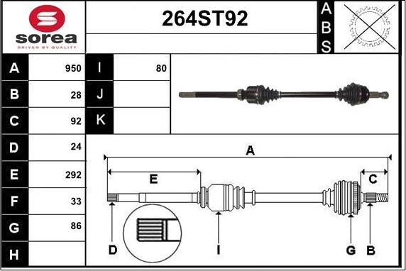 STARTCAR 264ST92 - Приводной вал autospares.lv