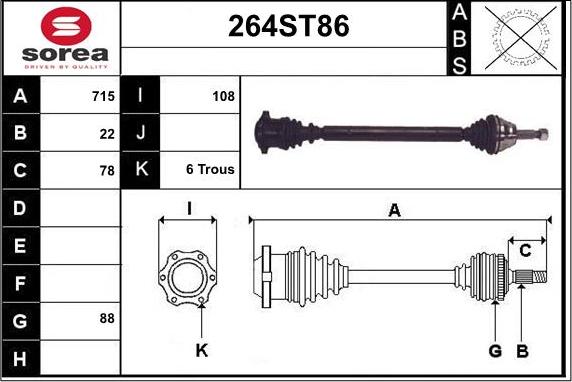 STARTCAR 264ST86 - Приводной вал autospares.lv