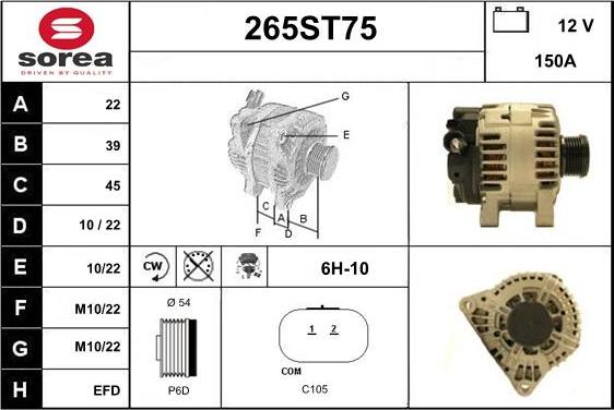 STARTCAR 265ST75 - Генератор autospares.lv