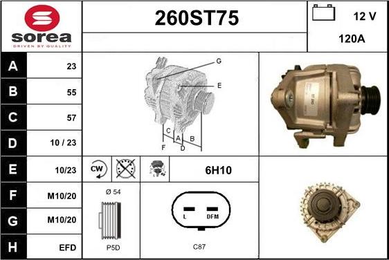 STARTCAR 260ST75 - Генератор autospares.lv