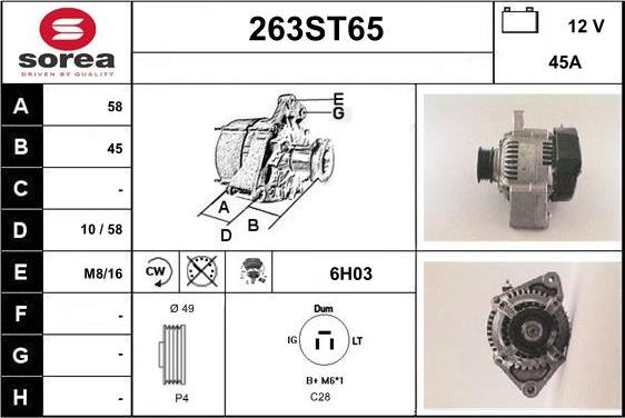 STARTCAR 263ST65 - Генератор autospares.lv