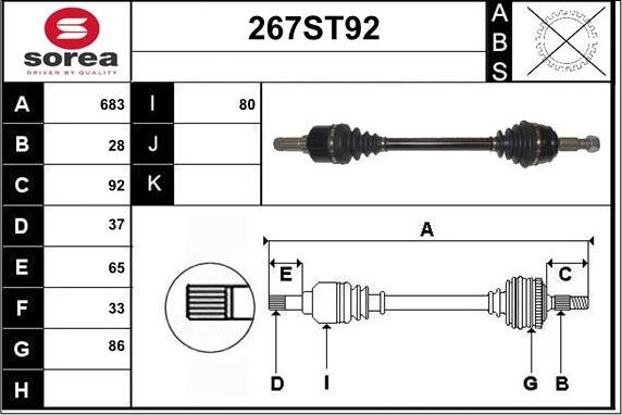 STARTCAR 267ST92 - Приводной вал autospares.lv