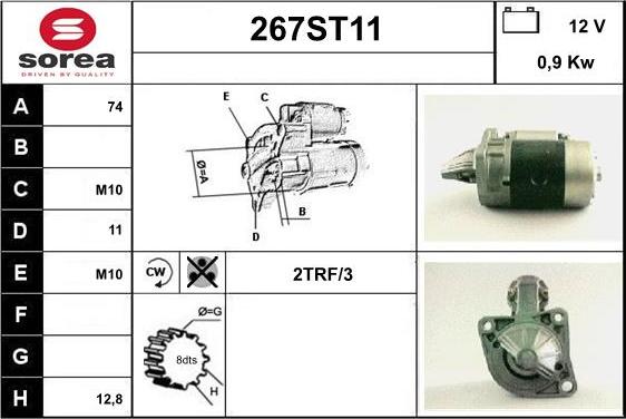 STARTCAR 267ST11 - Стартер autospares.lv