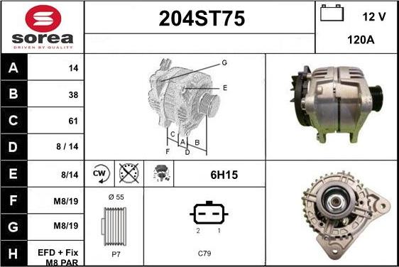 STARTCAR 204ST75 - Генератор autospares.lv