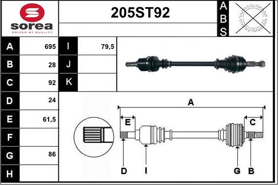 STARTCAR 205ST92 - Приводной вал autospares.lv