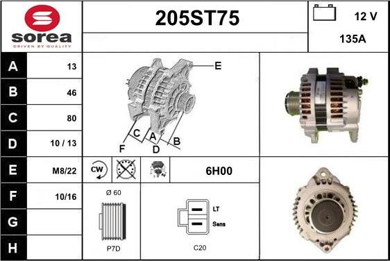 STARTCAR 205ST75 - Генератор autospares.lv