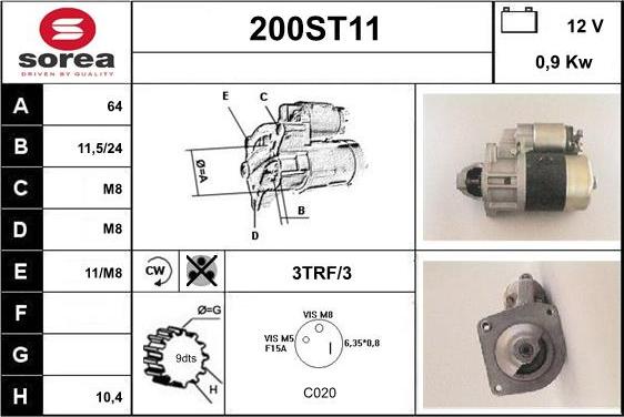 STARTCAR 200ST11 - Стартер autospares.lv