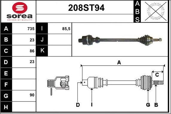 STARTCAR 208ST94 - Приводной вал autospares.lv