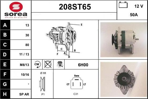 STARTCAR 208ST65 - Генератор autospares.lv