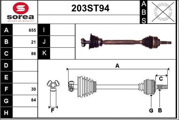 STARTCAR 203ST94 - Приводной вал autospares.lv