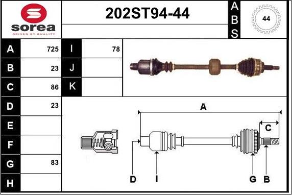 STARTCAR 202ST94-44 - Приводной вал autospares.lv