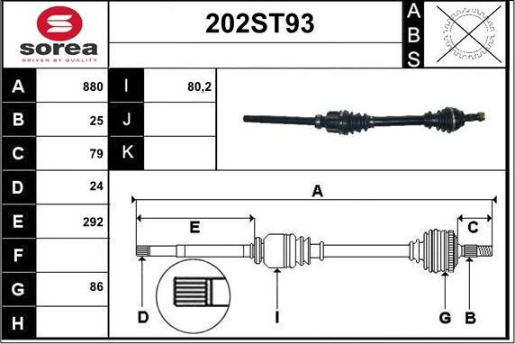 STARTCAR 202ST93 - Приводной вал autospares.lv