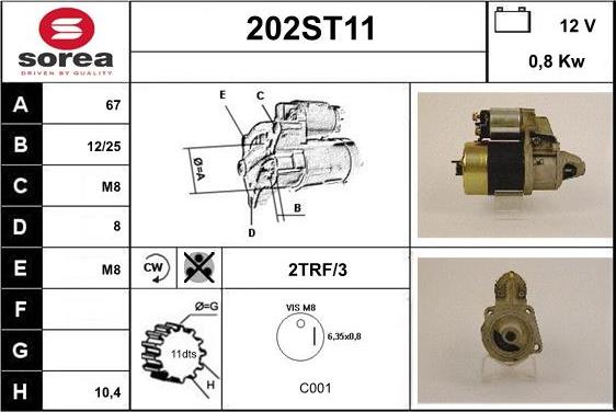 STARTCAR 202ST11 - Стартер autospares.lv