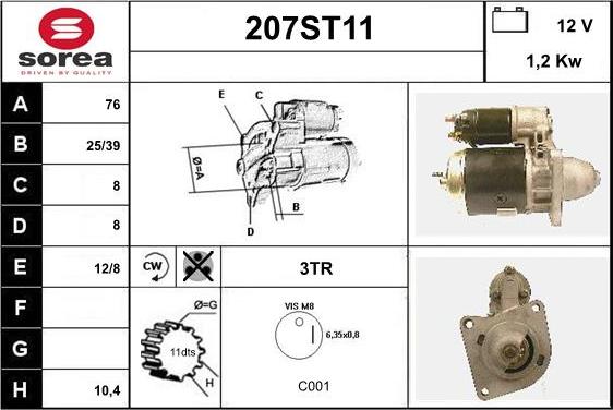 STARTCAR 207ST11 - Стартер autospares.lv