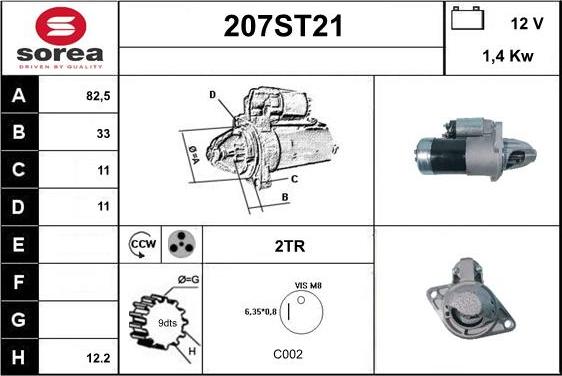 STARTCAR 207ST21 - Стартер autospares.lv