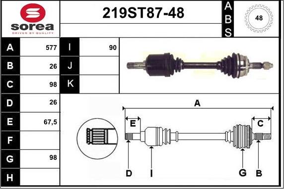 STARTCAR 219ST87-48 - Приводной вал autospares.lv