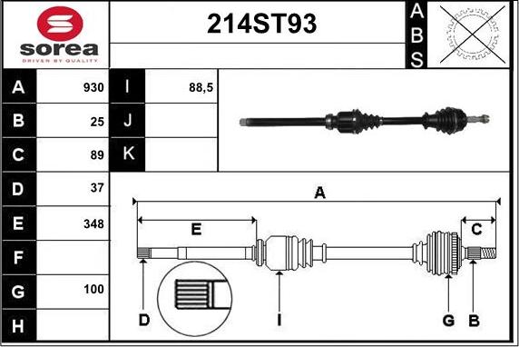 STARTCAR 214ST93 - Приводной вал autospares.lv