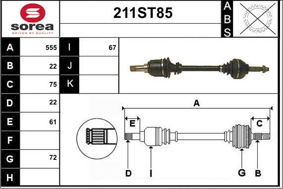 STARTCAR 211ST85 - Приводной вал autospares.lv