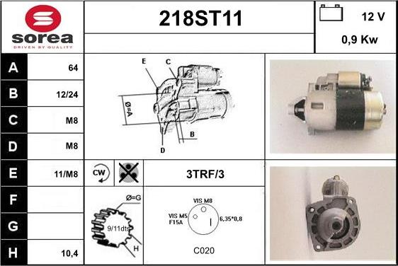 STARTCAR 218ST11 - Стартер autospares.lv